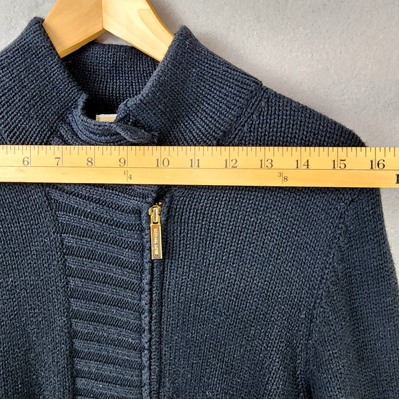 Michael Kors Knit Zip Sweater Jacket Women Size PL Black - Picture 4 of 10